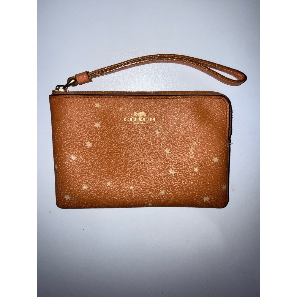 Coach X NASA Constellation Corner Zip Wristlet Pink Peach Stars RARE HTF T